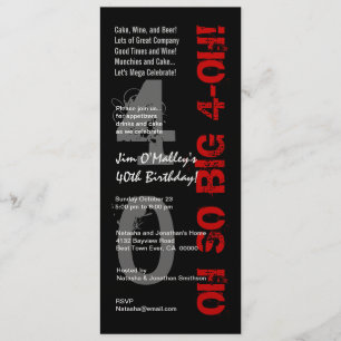 40. Geburtstag Oh, so groß 4 Oh Red Black Metallic Einladung