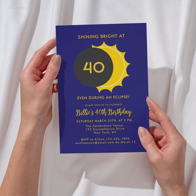 40. Geburtstag | Partial Solar Eclipse 2025 Party Einladung (Add details to personalize your event.  Choose a different age, if required.)