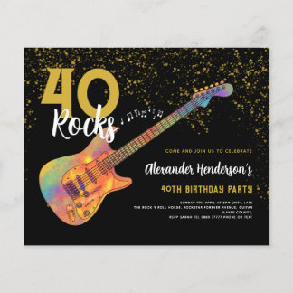 40. Geburtstag Party 40 Rocks Gold Glitzer Budget Flyer