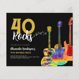 40. Geburtstag Party 40 Rocks Guitar Budget Flyer