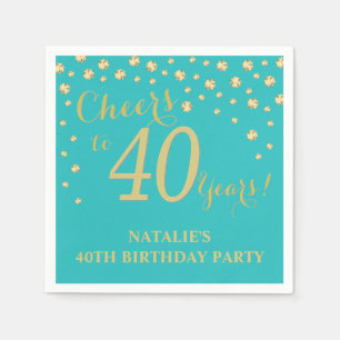 40. Geburtstag Party Aquamarin und Gold Diamond Na Serviette