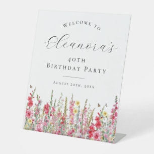 40. Geburtstag Party August Geburtstag Blume Willk Sockelschild