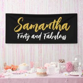 40. Geburtstag Party Banner in Schwarz und Gold