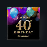 40. Geburtstag Party Black and Gold Balloons Button<br><div class="desc">40. Geburtstag Party Schwarz und Gold Farbige Balloons und Confetti Button. Für weitere Anpassungen klicken Sie bitte auf die Schaltfläche "Anpassen" und verwenden Sie unser Designwerkzeug,  um diese Vorlage zu ändern.</div>