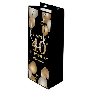 40. Geburtstag Party Black and Gold Balloons Geschenktüte Für Weinflaschen