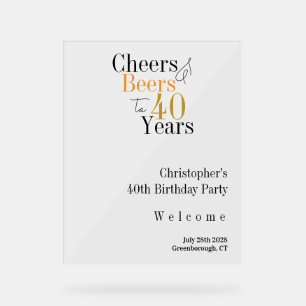 40. Geburtstag Party Cheers Biere Minimaler Empfan Acrylschild