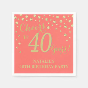 40. Geburtstag Party Coral und Gold Diamond Serviette