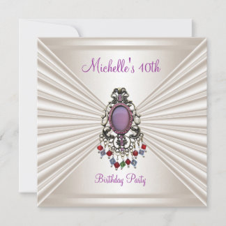 40. Geburtstag Party Creme Seide Mauve Bead Einladung