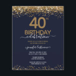 40. Geburtstag Party Einladung<br><div class="desc">Eleganter Imitat Gold Glitzer mit schimmernden Konfetti Highlights auf der Ober- und Untergrenze. Alle Texte sind individuell einstellbar und lassen sich für Ihr eigenes Party leicht ändern. Sehr elegantes Design aus dem 40. Jahrhundert.</div>