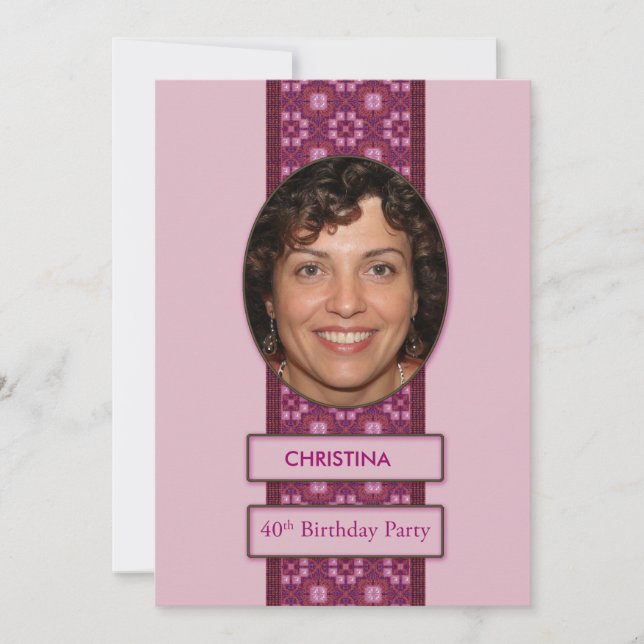 40. Geburtstag Party Einladung Bild und Name (Vorderseite)