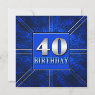 40. GEBURTSTAG-PARTY EINLADUNG - BLAU/SILBER
