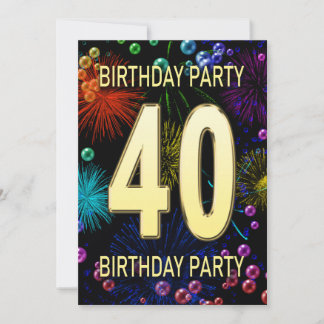 40. Geburtstag Party Einladung Feuerwerk Blasen