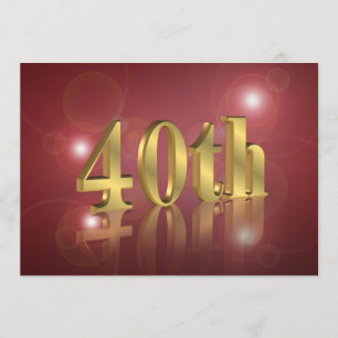 40. Geburtstag Party Einladung Rot und Gold