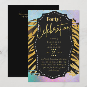 40. Geburtstag Party Einladungen Glitzer Glamour