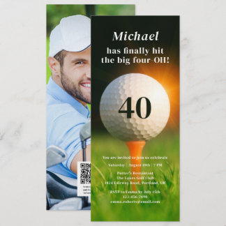 40. Geburtstag Party Erwachsene Golf 40 Foto QR Co Einladung