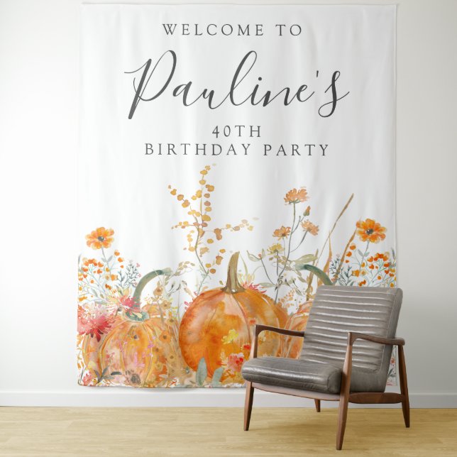 40. Geburtstag Party Fall Pumpkin Wildblume Wandteppich (Beispiel)