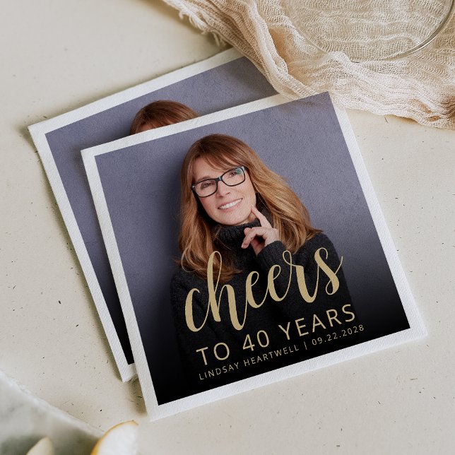 40. Geburtstag Party Foto Cheers Serviette (Von Creator hochgeladen)