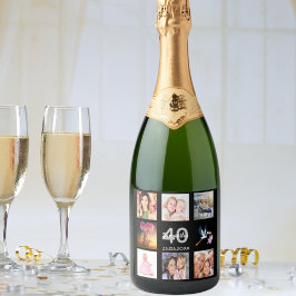 40. Geburtstag Party Foto Collage schwarz