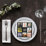 40. Geburtstag Party Foto Collage Typ schwarz Serviette<br><div class="desc">Eine Serviette für ein 40. Party für einen Typ,  feiert sein Leben mit einer Collage von 8 Ihrer eigenen Fotos.  Vorlagen für 40 Jahre und ein Datum.  Geburtsdatum oder Geburtsdatum des Party.  Weiße farbige Buchstaben.  Schwarzer Hintergrund</div>