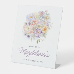 40. Geburtstag Party Frühjahr Blume Bouquet Willko Sockelschild