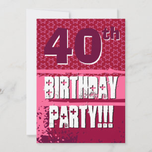 40. Geburtstag Party Fun Pink Paint Spritzer R631 Einladung