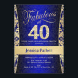 40. Geburtstag Party - Gold Royal Blue Einladung<br><div class="desc">40. Geburtstag Party Einladung in königsblau und gold. Elegante Einladungskarte mit Imitaten Glitzer Gold und Diamanten. Enthält das Damask-Muster und den Skript-Schriftart. Fantastisch um vierzig! Das klassische Design ist perfekt für ein stilvolles Party. Bitte melde mich,  wenn du ein Alter brauchst.</div>