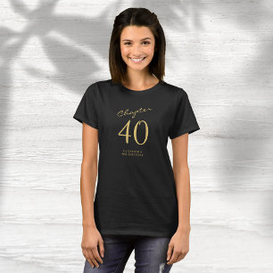 40. Geburtstag Party Gold Script Black T-Shirt