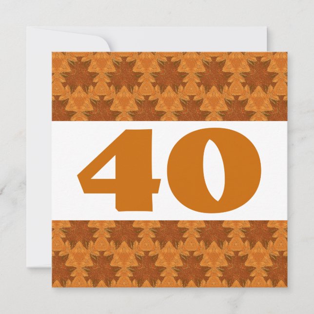 40. Geburtstag Party Gold Stilisierte Blätter W917 Einladung (Vorderseite)