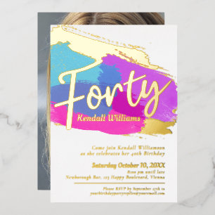40. Geburtstag Party Goldfolie Foto abstrakte Kuns Folieneinladung