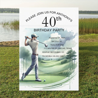 40. Geburtstag Party Golfer Erwachsene Par Sports  Einladung