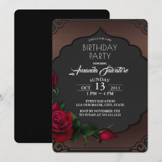 40. Geburtstag Party Gotische Rote Rosen Einladung