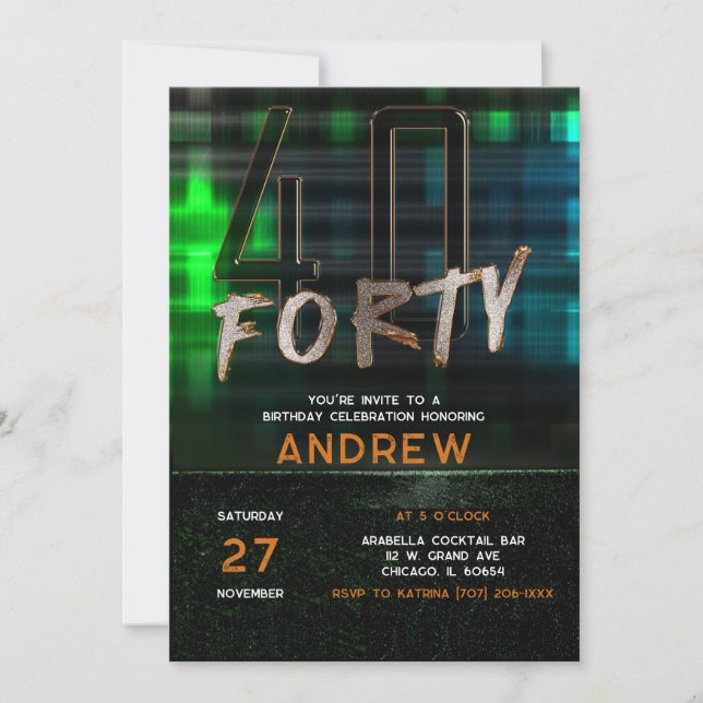 40. Geburtstag Party Ideen für Typ Einladung (Vorderseite)