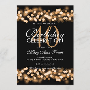 40. Geburtstag Party Imitats Gold Hollywood Glam Einladung