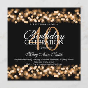 40. Geburtstag Party Imitats Gold Hollywood Glam Einladung