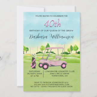 40. Geburtstag Party Lady Golfer Thema Einladung