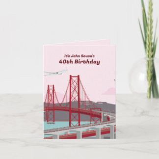 40. Geburtstag Party Lissabon Brücke bei Sonnenunt Einladung