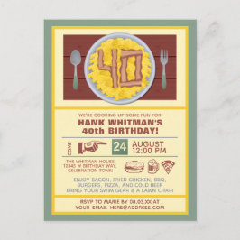 40. Geburtstag Party Mens Funny Bacon Thema Einladungspostkarte