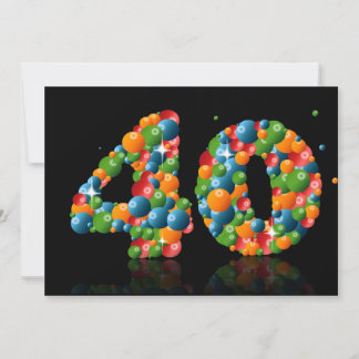 40. Geburtstag Party, mit Bläschen und Bälle Einladung