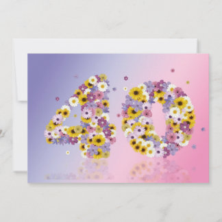 40. Geburtstag Party, mit Blumenbriefen Einladung