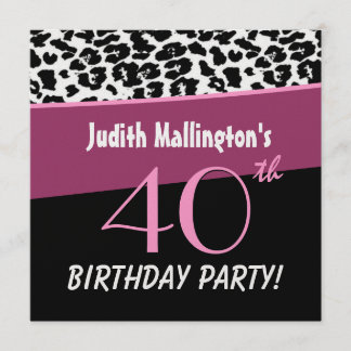 40. Geburtstag Party Moderne Leopard für ihr W425 Einladung