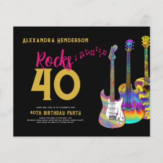 40. Geburtstag Party Music Rocks 40 Budget Flyer