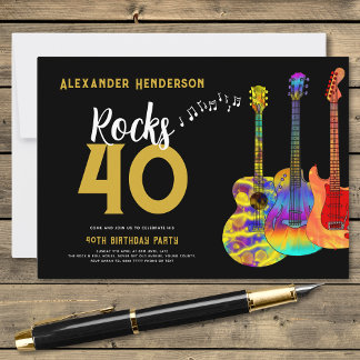 40. Geburtstag Party Musikgitarre Rocks 40 Einladung