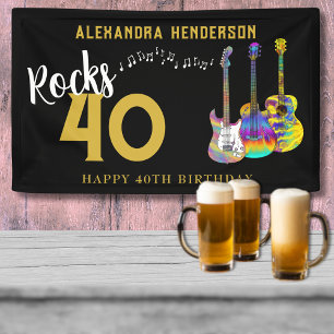 40. Geburtstag Party Musikgitarren Rock and Roll Banner