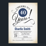 40. Geburtstag Party - Navy Blue Schwarz-weiß Einladung<br><div class="desc">40. Geburtstag Party Einladung in Navy Blue White Black mit Retro cremigem Hintergrund. Bis 40 Jahre! Kann in jedes Jahr personalisiert werden. Bitte schreiben Sie mir,  wenn Sie weitere Anpassungen benötigen.</div>