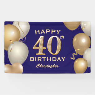 40. Geburtstag Party Navy Blue und Gold Balloons Banner