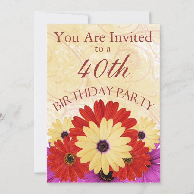 40. Geburtstag Party Personalisierte Einladung (Vorderseite)