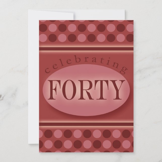 40. Geburtstag Party Personalisierte Einladung (Vorderseite)