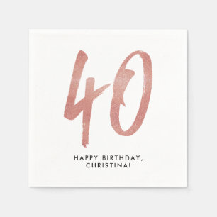 40. Geburtstag Party personalisierte Rose Gold Serviette