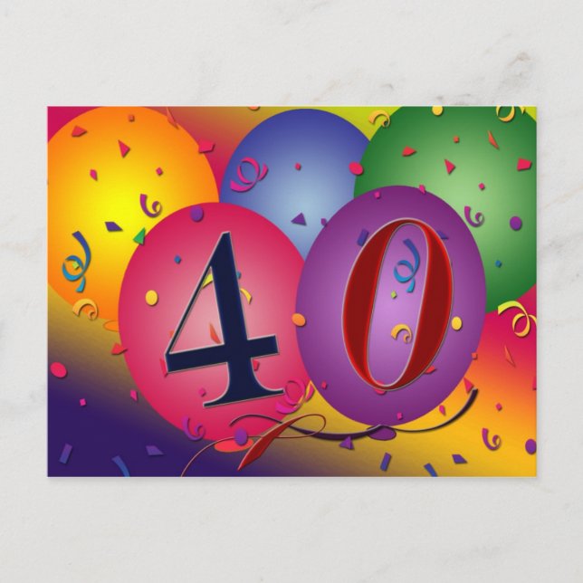 40. Geburtstag Party Postkarte lädt ein (Vorderseite)