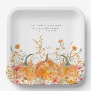 40. Geburtstag Party Pumpkin Wildblume Custom Pappteller